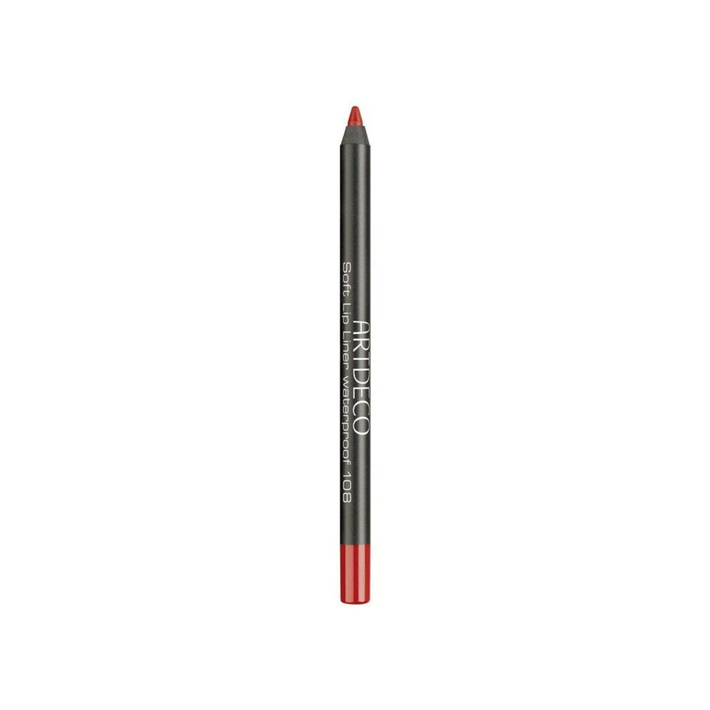 Artdeco Soft Lip Liner Waterproof 108. Roter Lipliner-Stift mit schwarzem Schaft. Spitze und unteres Ende in Rot.