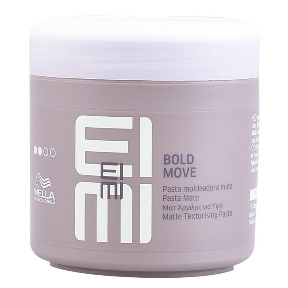 Behälter mit Stylingwachs. Aufschrift: EIMI Bold Move. Texturierende Paste. Marke Wella.