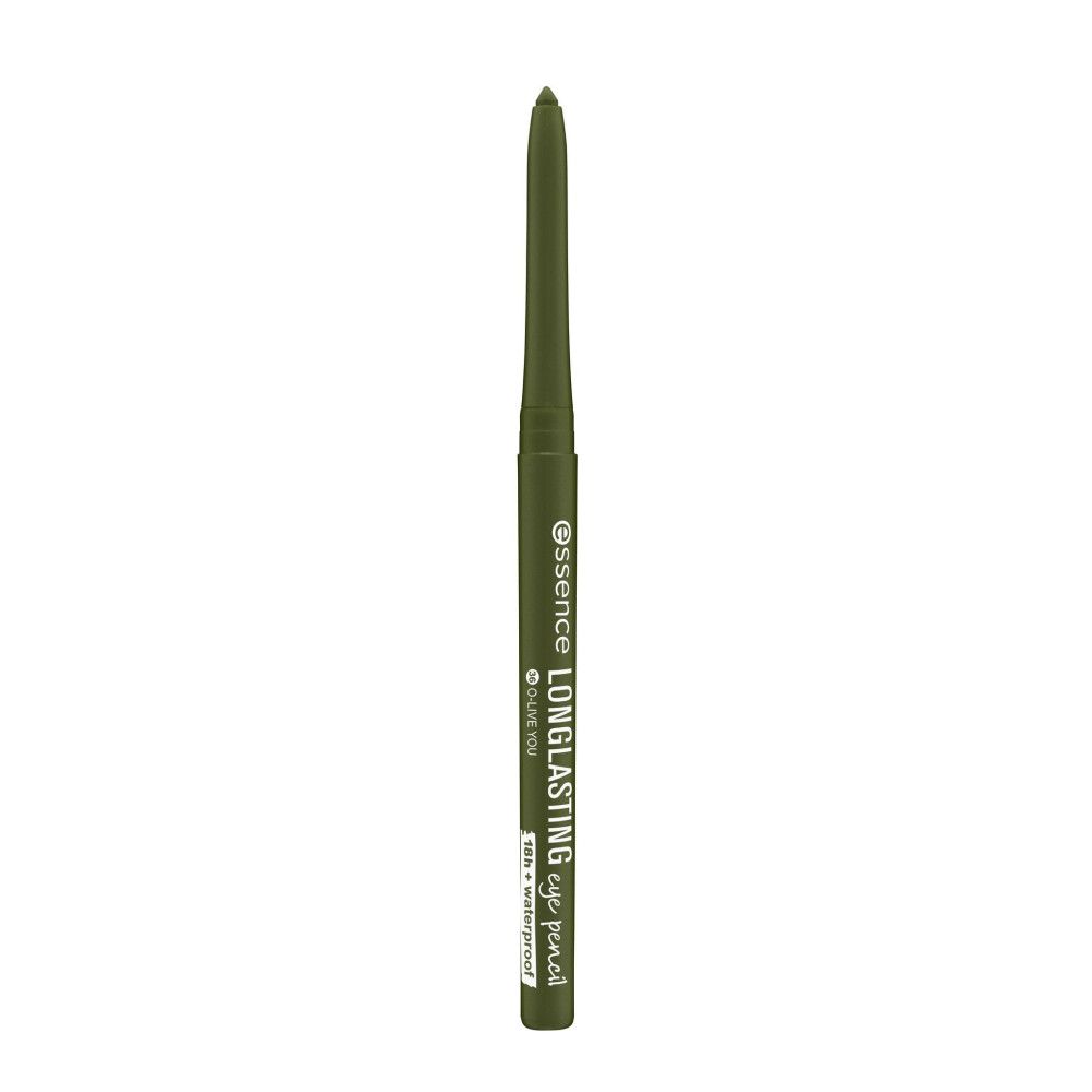 Grüner Augenstift. Aufschrift: Essence Longlasting eye pencil. Olive You. Mit waterproof.