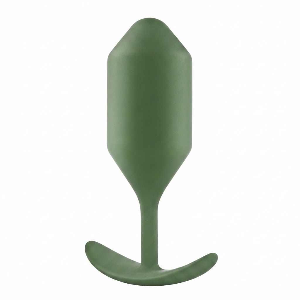 Grüner Plug mit konischem Körper und flachem, gebogenem Griff.