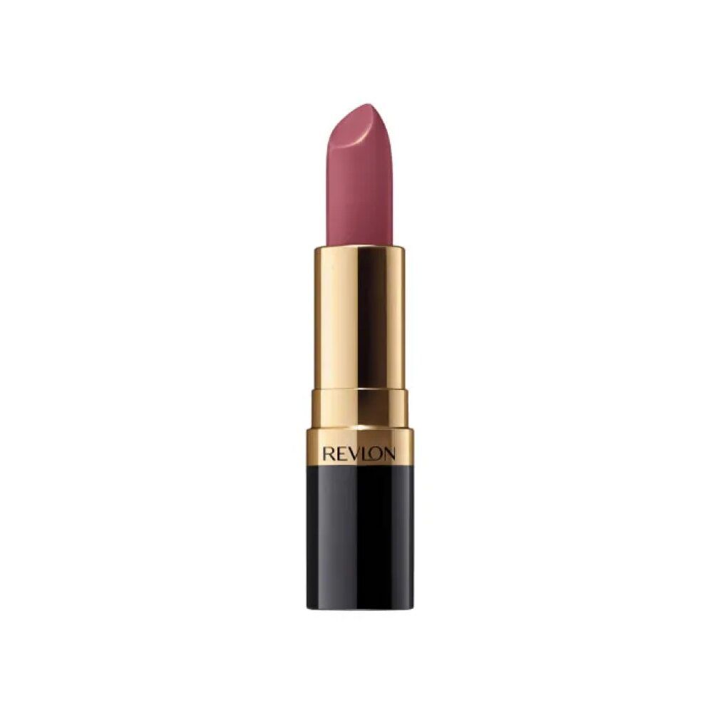 Lippenstift, rosafarbene Spitze, goldener und schwarzer Behälter. Aufschrift: REVLON.