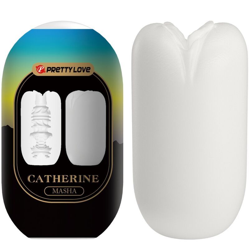Verpackung und weißer Masturbator mit detaillierter Innenstruktur.