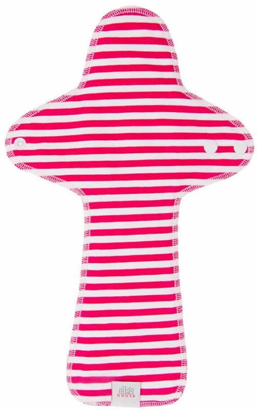 Textilprodukt, rot-weiß gestreift. Tropfenförmig mit Druckknöpfen. Marke: Ellas House.