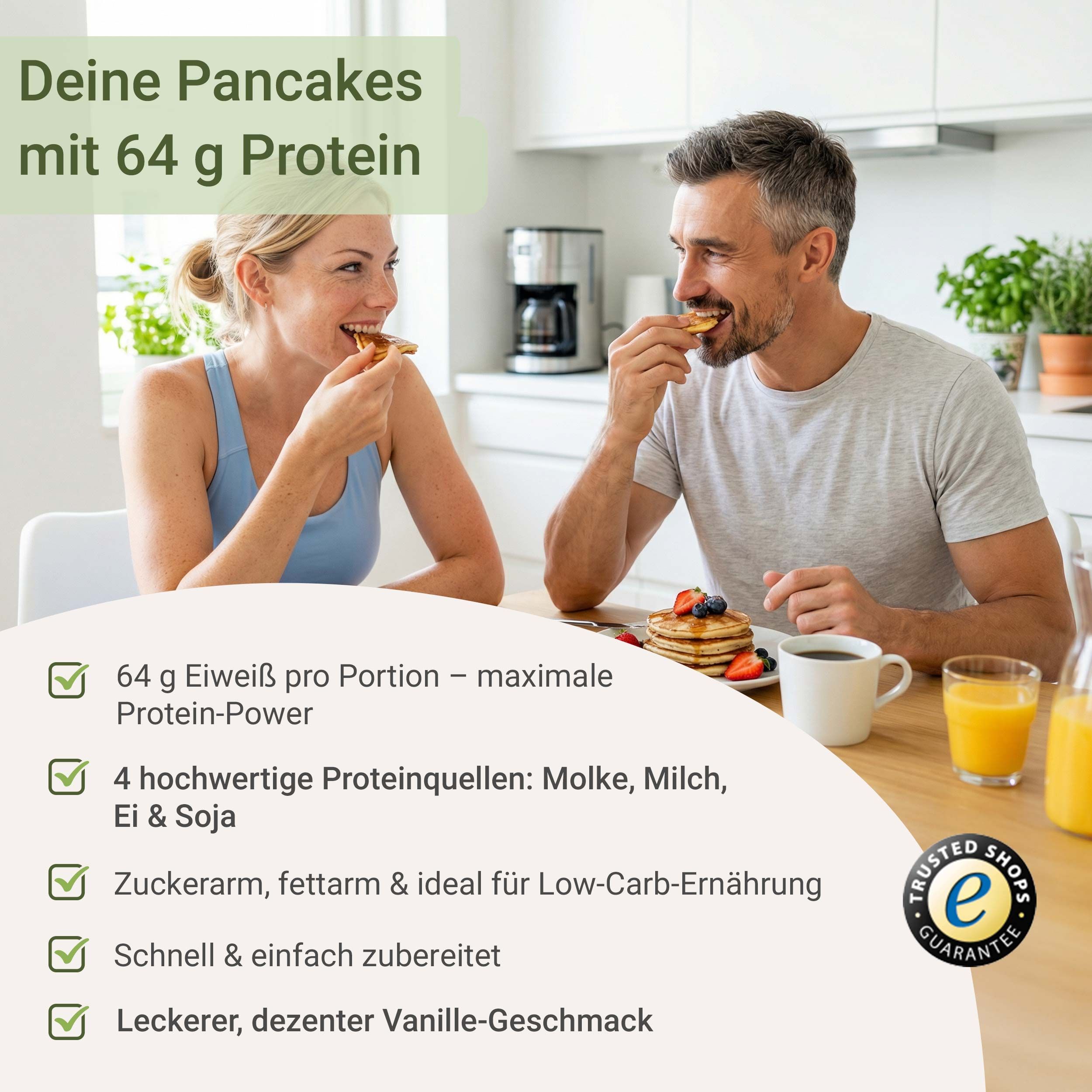 Zutaten und Vorteile von Vanille-Pancakes.