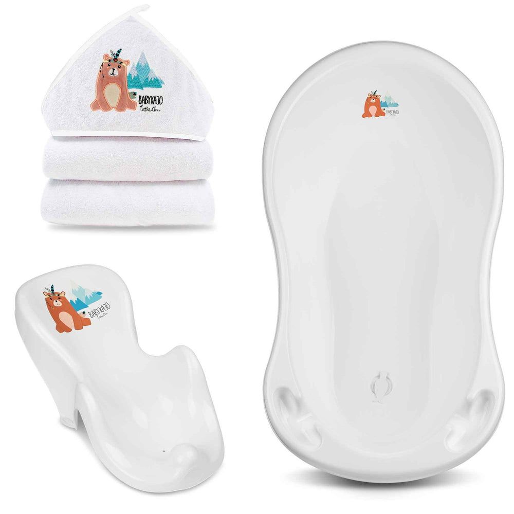 Babykajo 3 Set Baby Badewanne + Baby Wanneneinsatz + Kapuzenhandtuch – TÜV Rheinland zertifiziert!