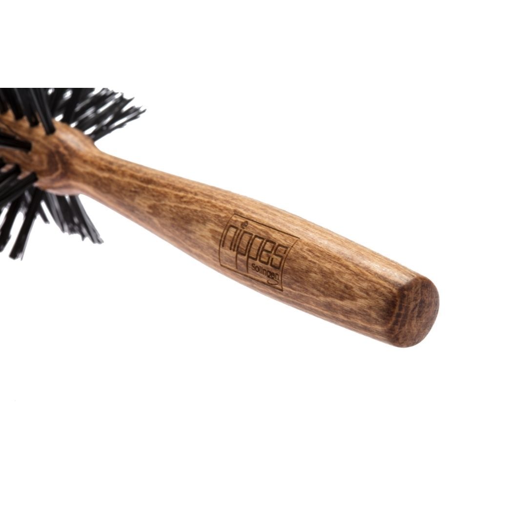 nippes Solingen Rundbürste, Ø 48 mm, 8 Reihen, Rosshaar-Nylon-Mix, Buchenholz