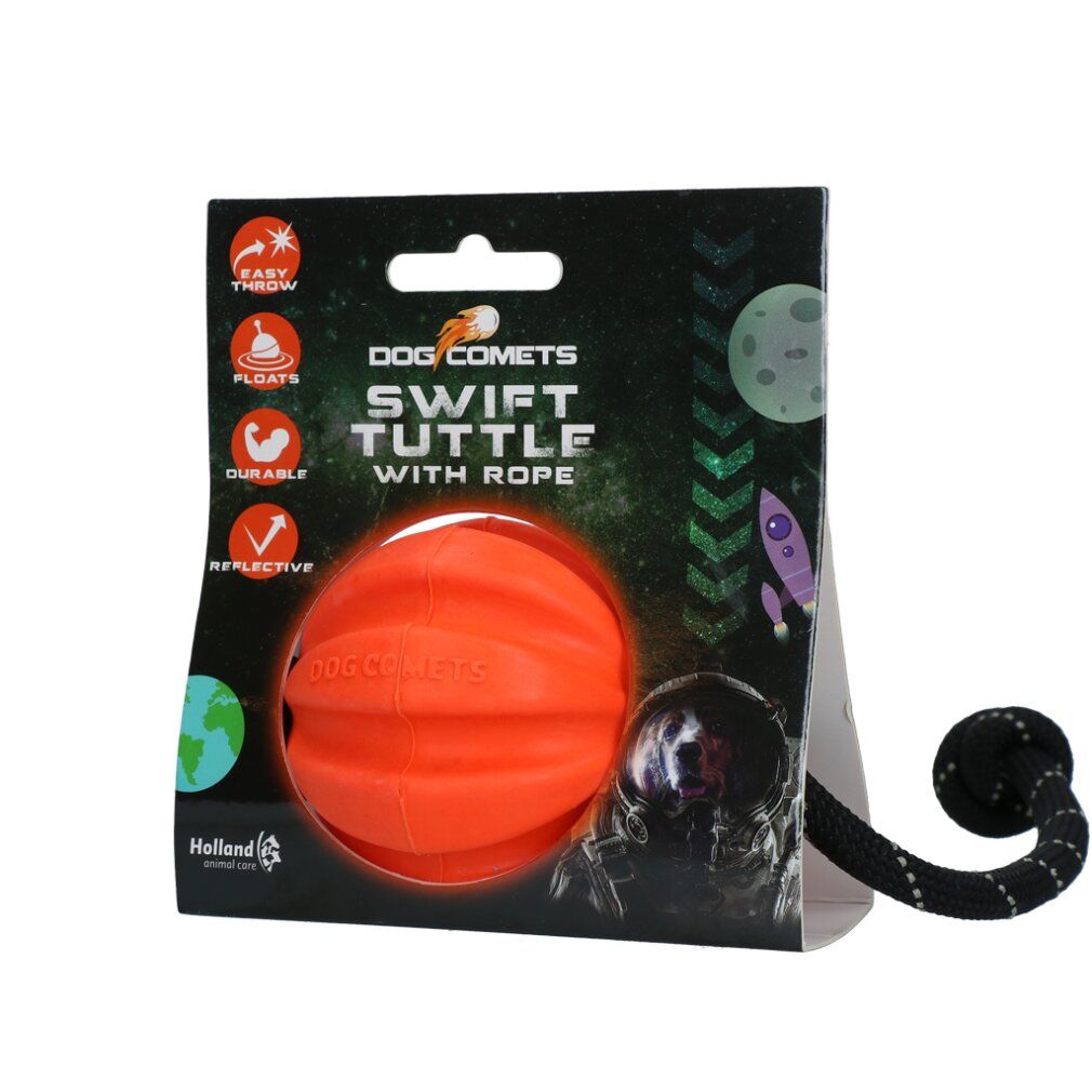 Dog Comets Ball Swift Tuttle Orange with rope