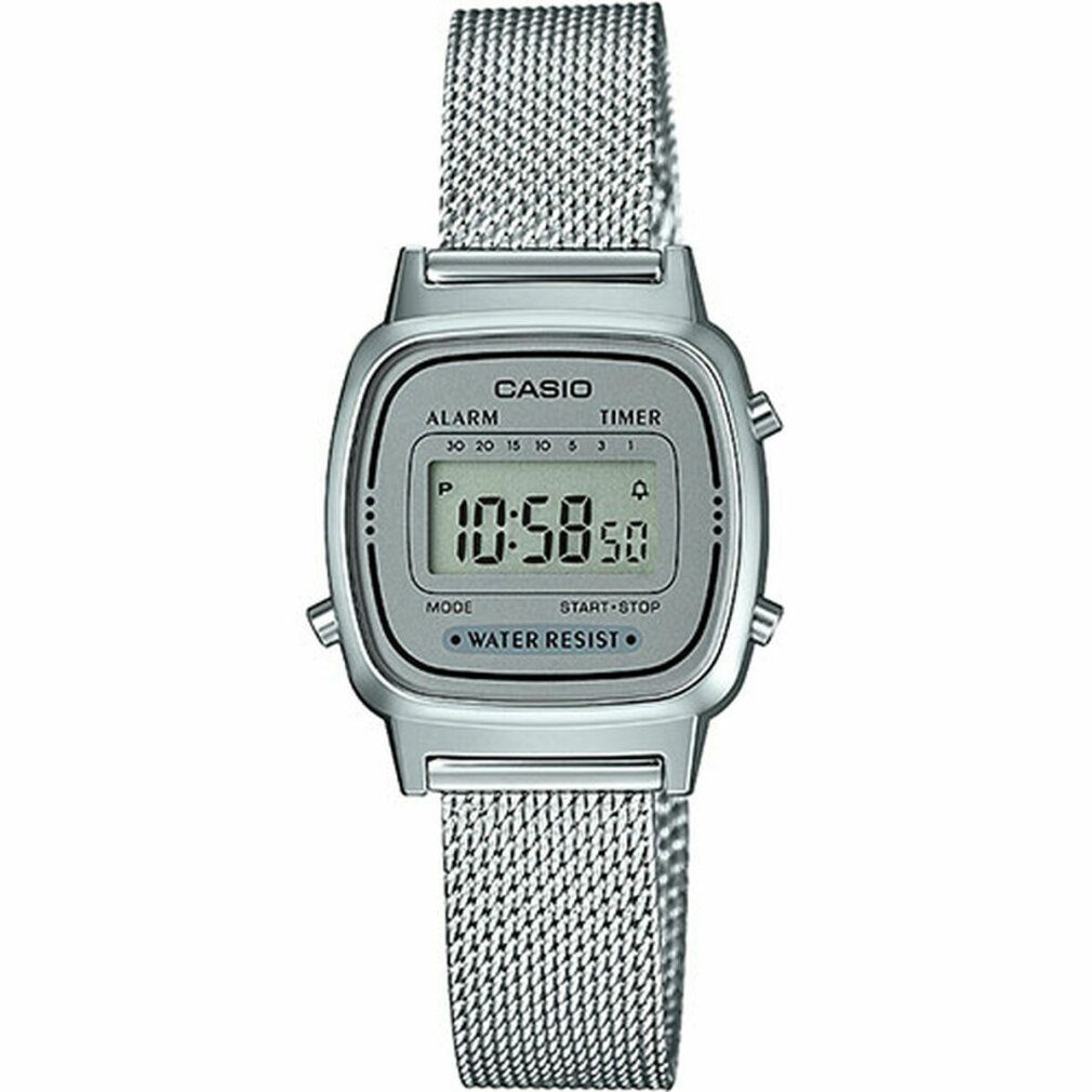 Casio Damen Digital Quarz Uhr mit massives Edelstahl Armband