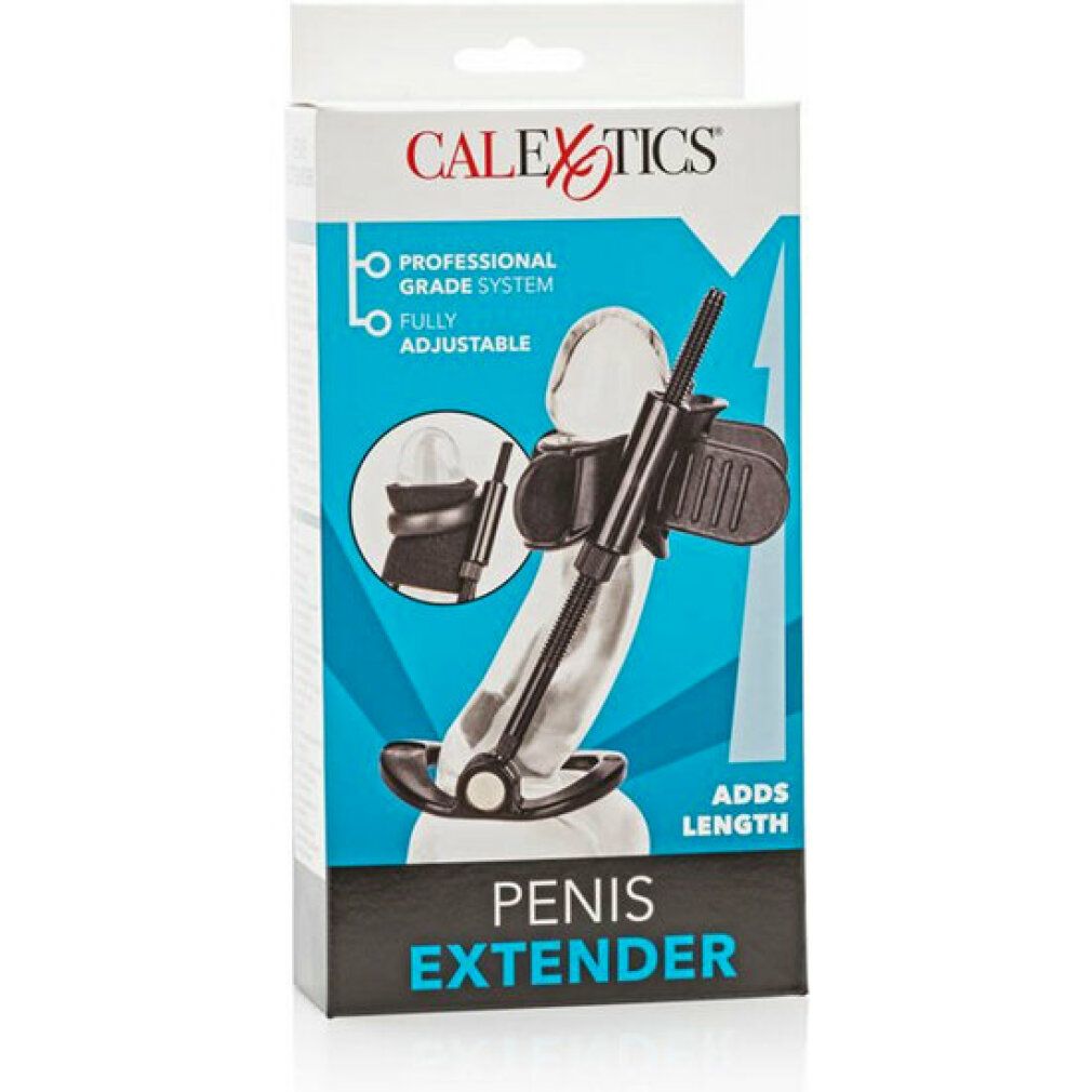 Verpackung eines schwarzen Penis-Extenders mit Produktabbildung und Text.