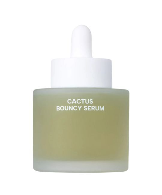 Grüne Serumflasche mit weißem Deckel und Aufschrift "CACTUS BOUNCY SERUM".