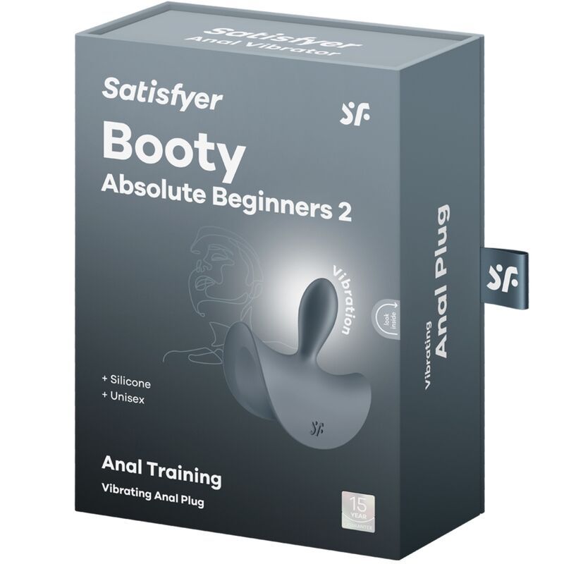 Verpackung des Satisfyer Booty Absolute Beginners 2 Anal Plugs. Enthält Produktabbildung.