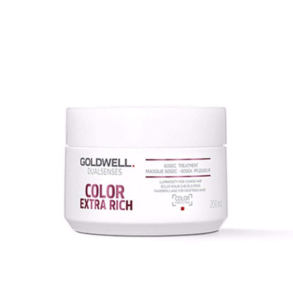 Goldwell Dualsenses Color Extra Rich 60Sek Pflegekur. Weiße Dose mit rosa Schrift. Produktname und Marke deutlich sichtbar.