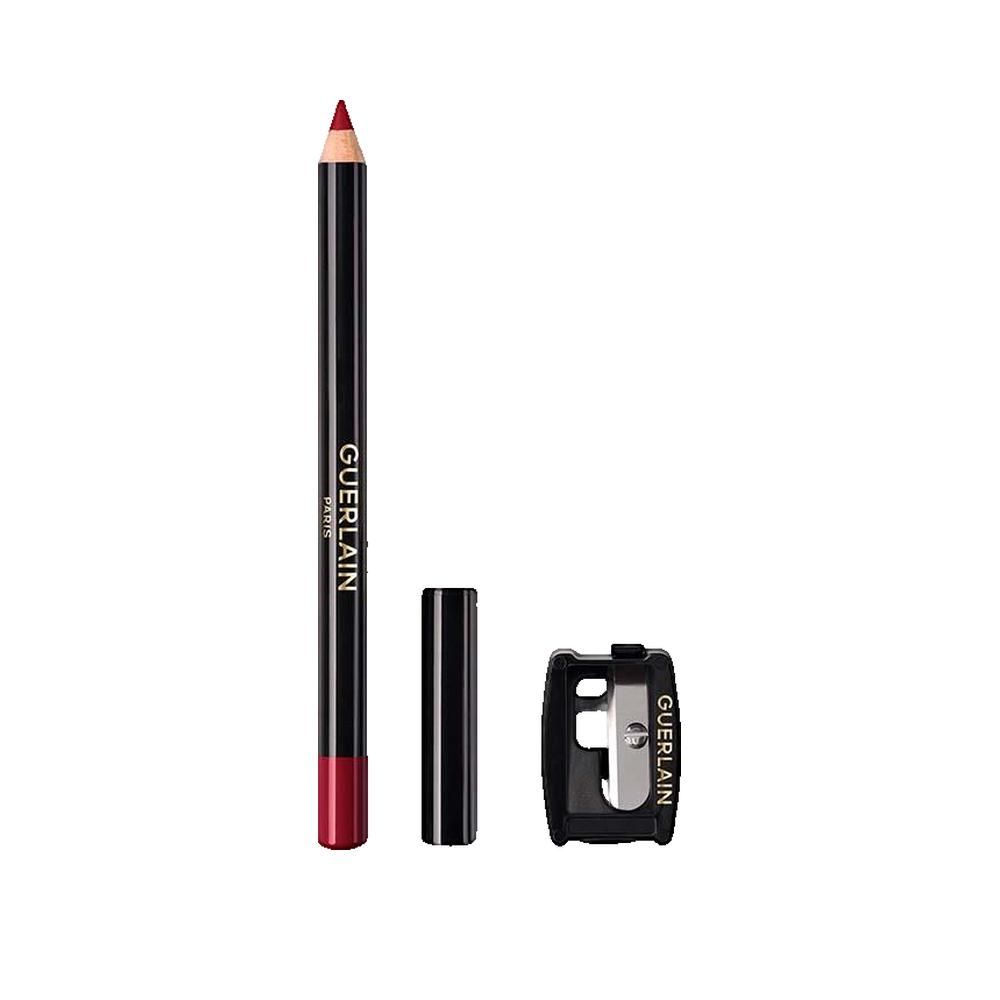 Lippenkonturenstift, schwarz, mit roter Mine, Kappe und Spitzer. Marke Guerlain. Aufschrift: Guerlain.