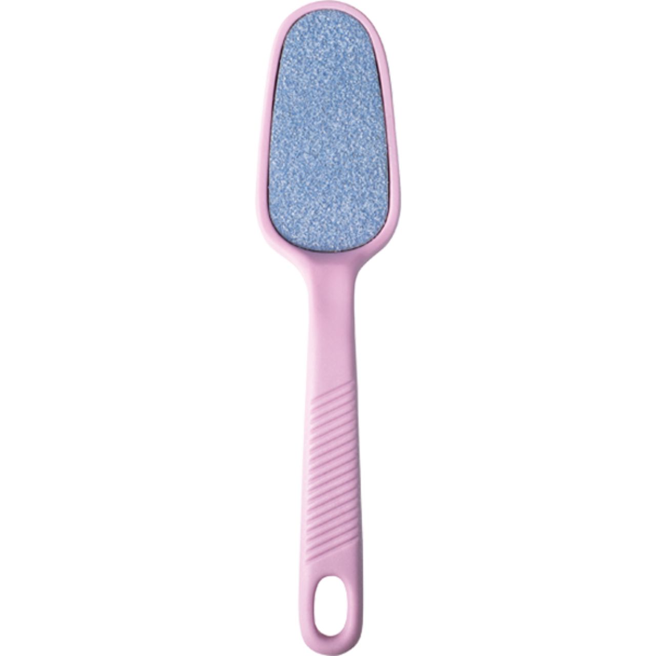 Keramik-Fußfeile mit rosa Griff und blauer Schleiffläche.