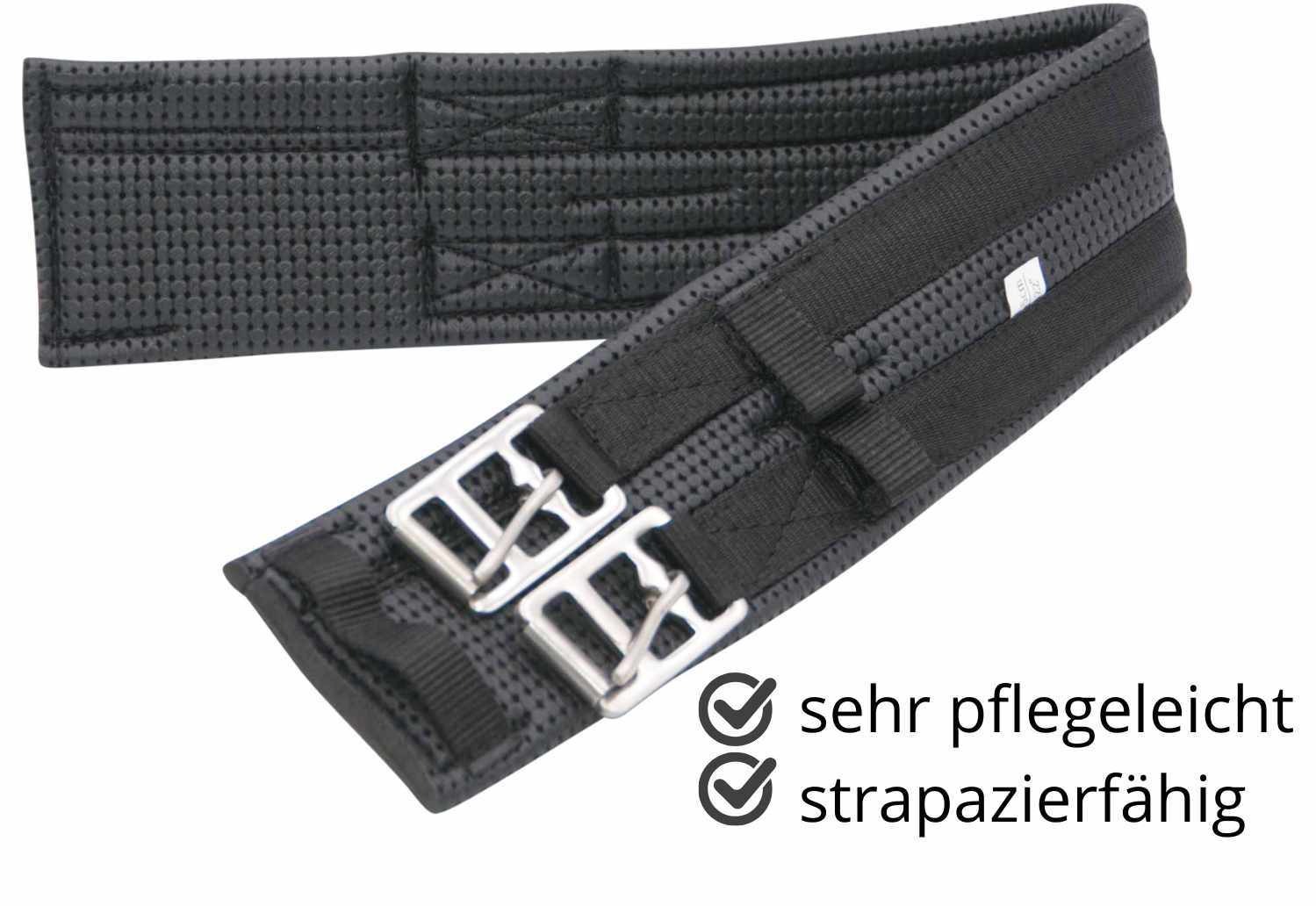 Schwarzer AMKA Kurzgurt Waffle mit Metallschnallen. Pflegeleicht und strapazierfähig.