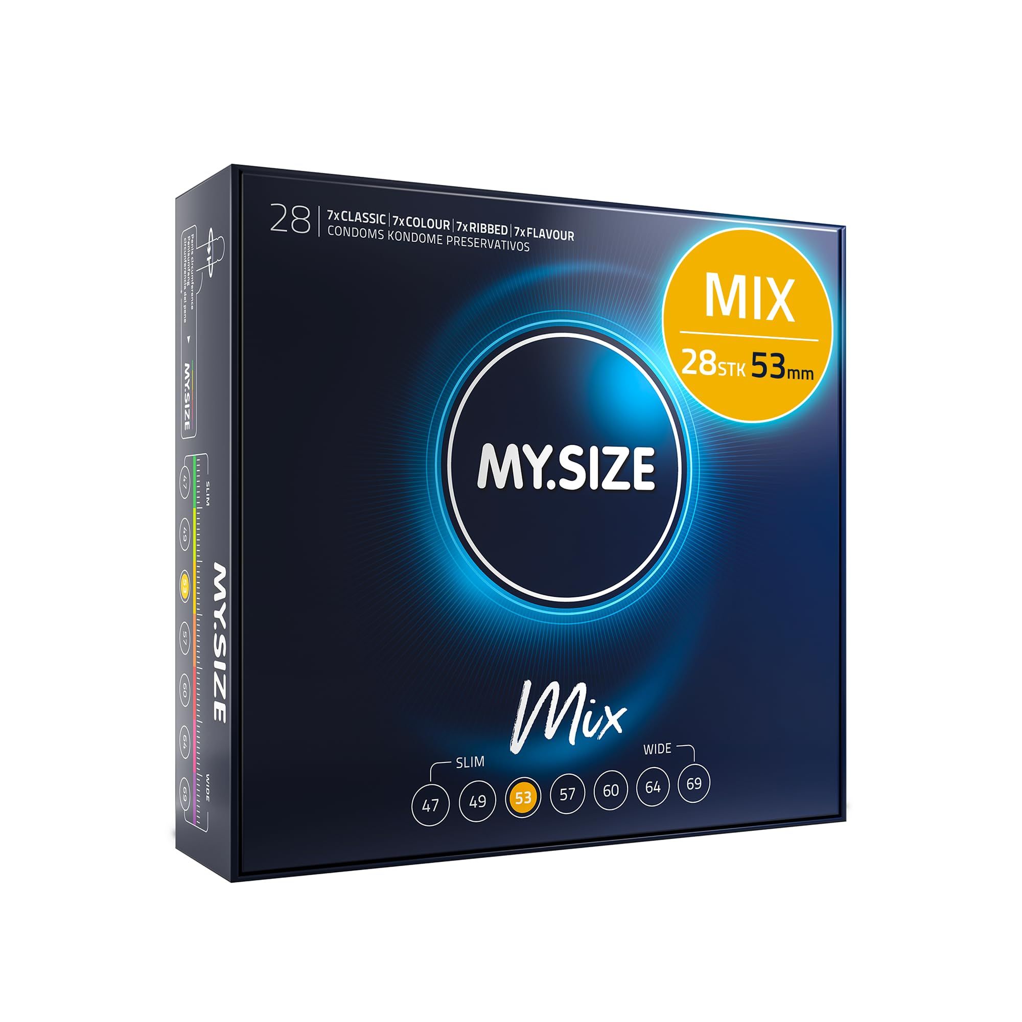 MY.SIZE Kondom 53mm und Lube Me Gleitmittel 100ml, 40ml Massagekerze.
