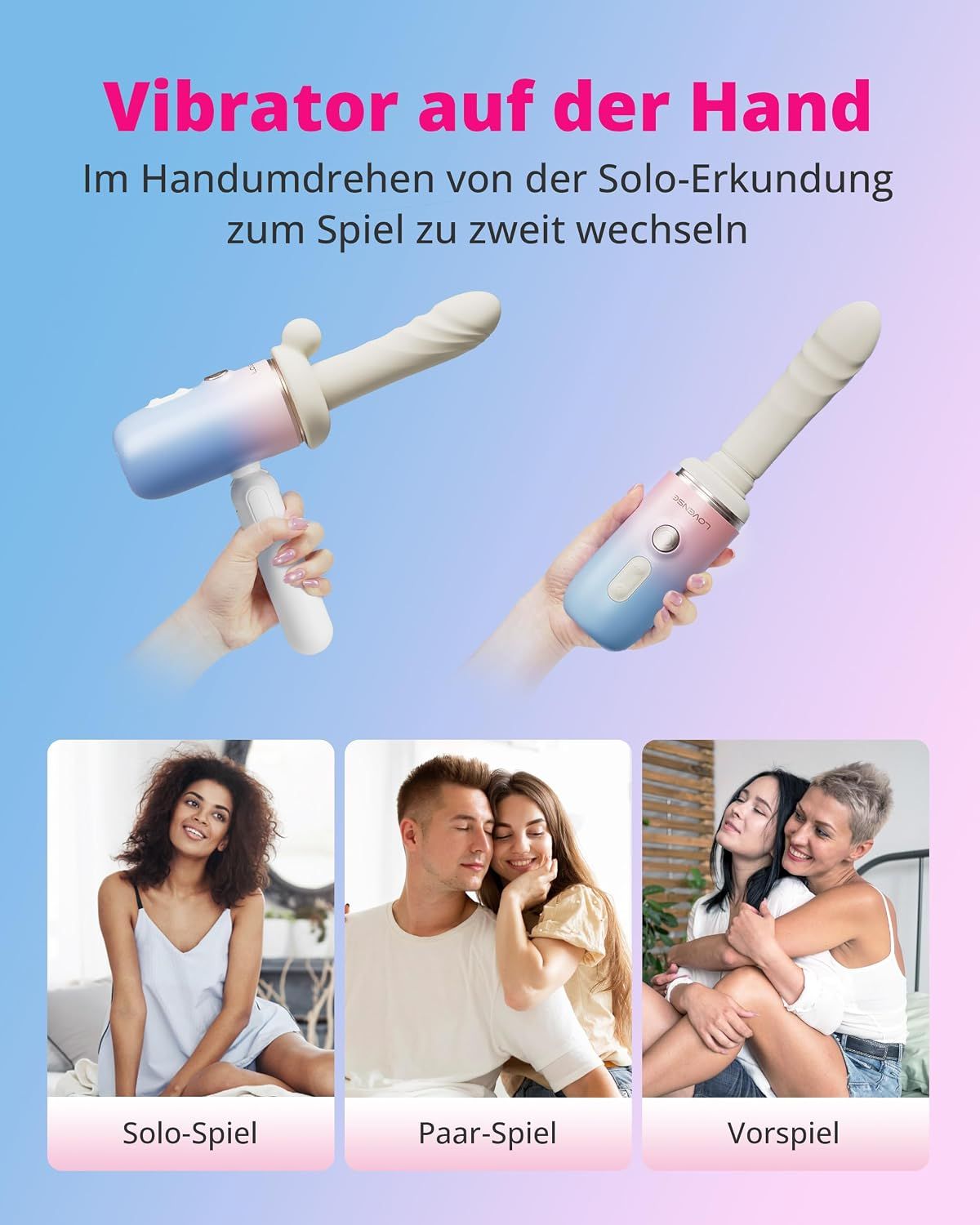 Lovense-Maschine mit Metallrahmen und schwarzem Gehäuse mit dem Markennamen.