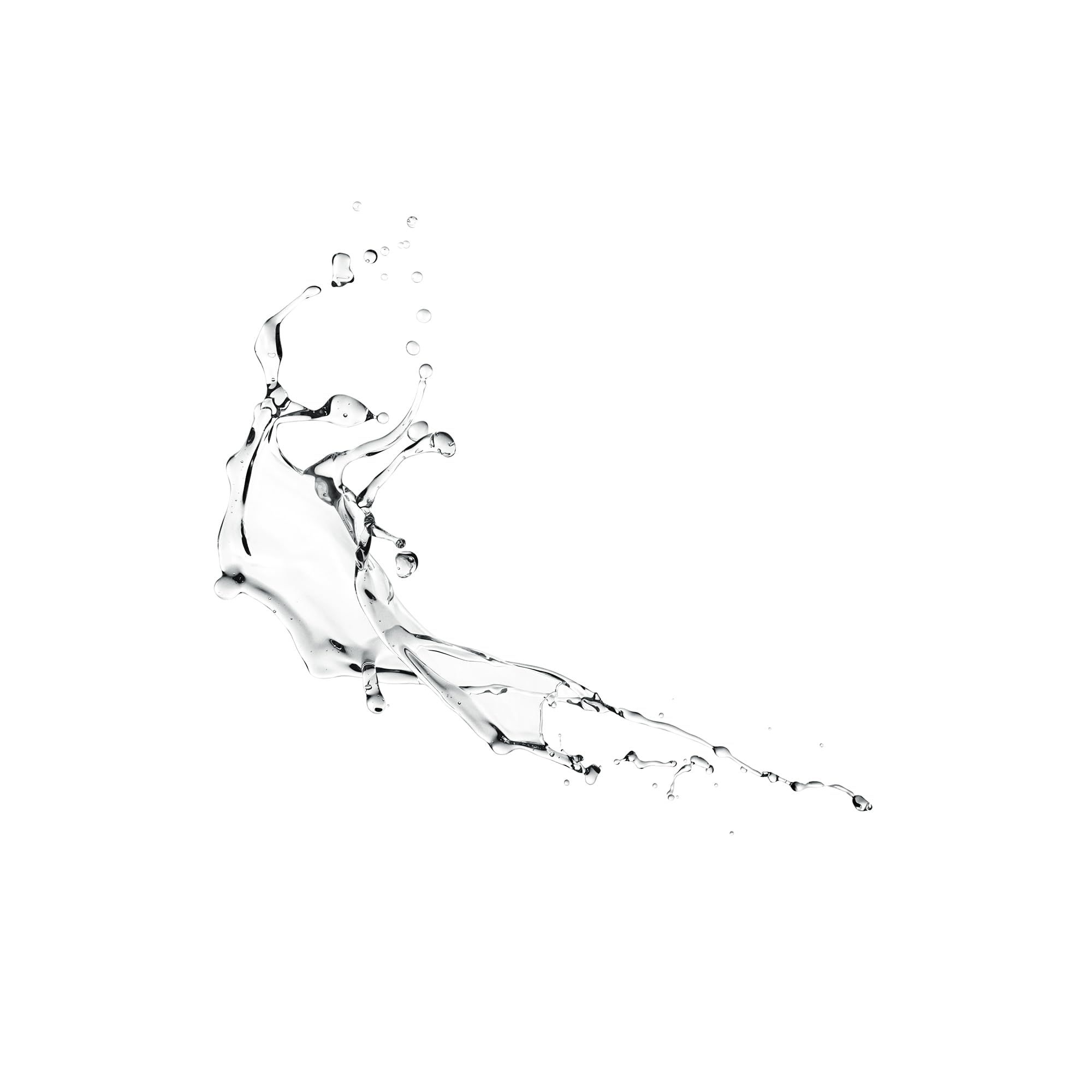 Wasserspritzer, transparent, vor weißem Hintergrund.