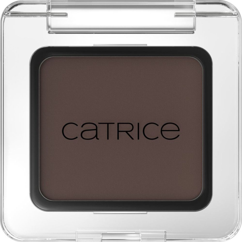 Catrice Lidschatten in transparenter Verpackung. Dunkelbraune Farbe.