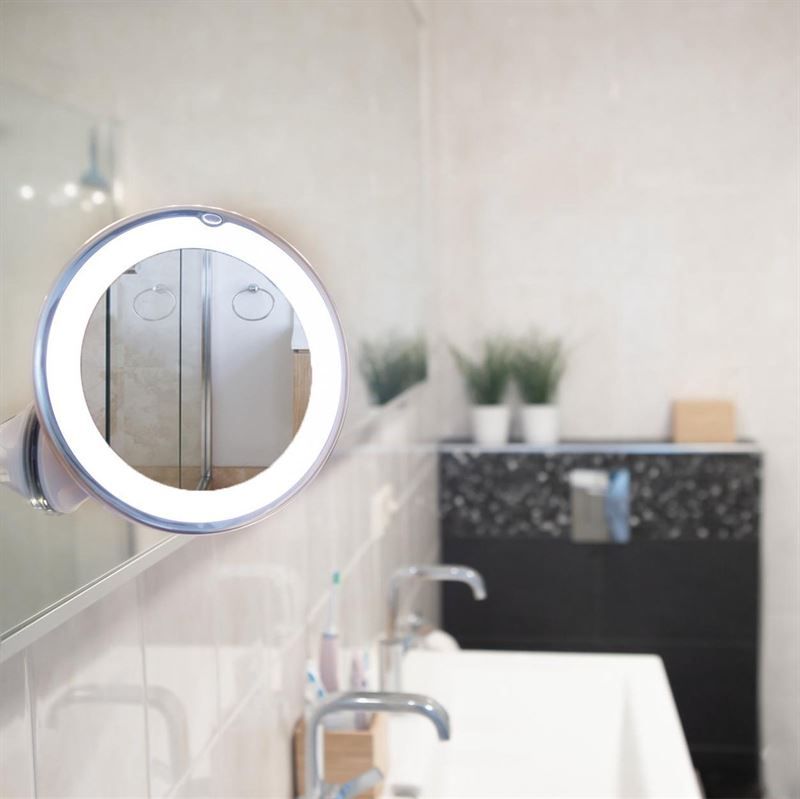 UNIQ Runder Spiegel mit LED-Licht und Saugnapf x10
