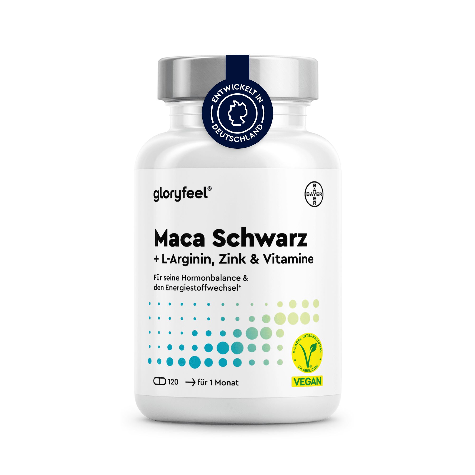 gloryfeel® Schwarzer Maca Extrakt + L-Arginin, Vitamin B6, B12 & Zink