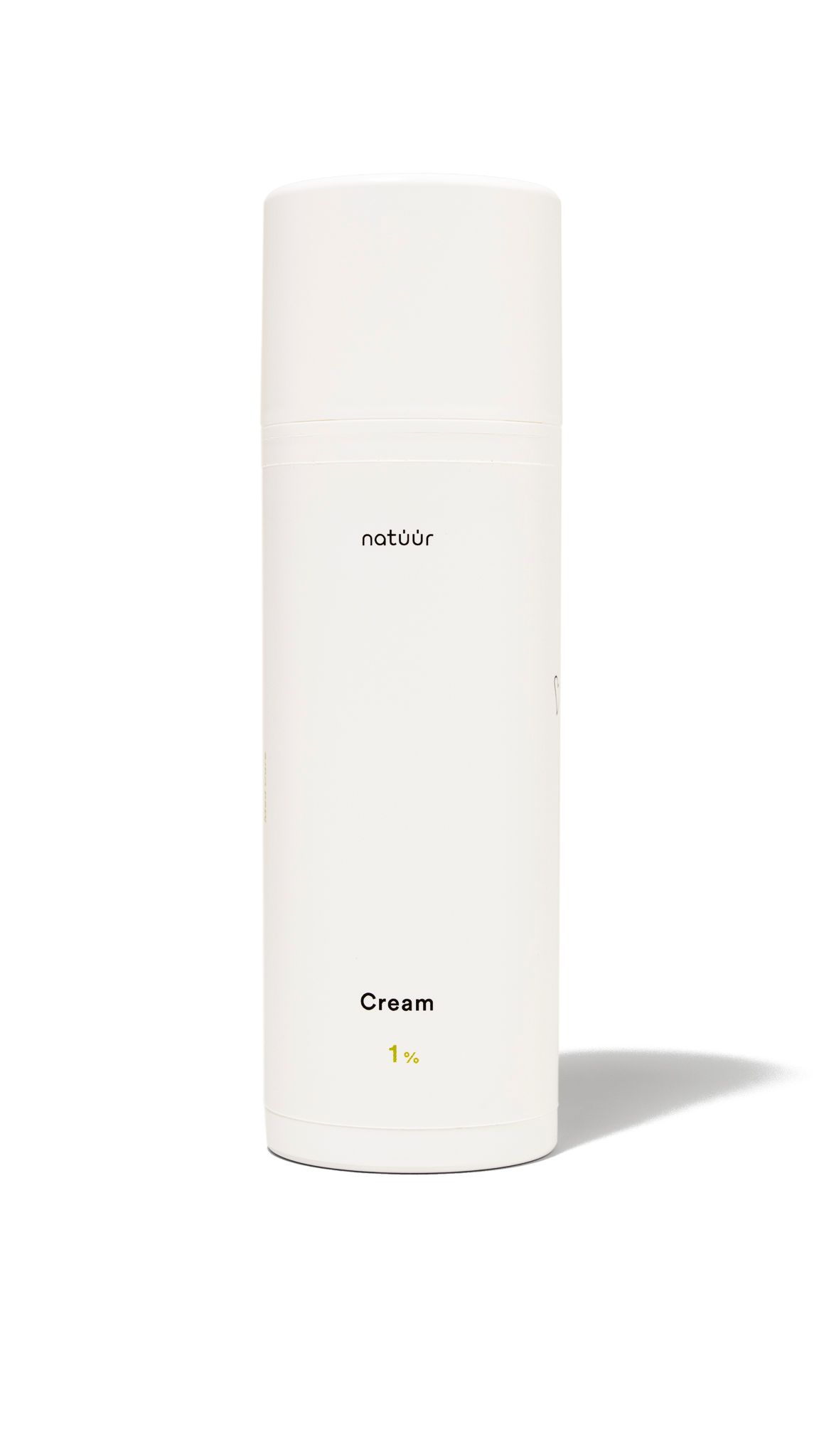 Weiße Creme-Tube mit schwarzem Schriftzug "natüür" und "Cream 1%".