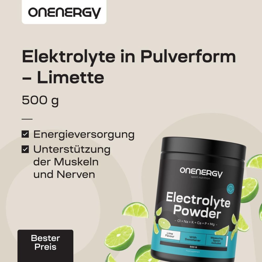 OnEnergy Elektrolyt Pulver Dose, Limetten, 500g.