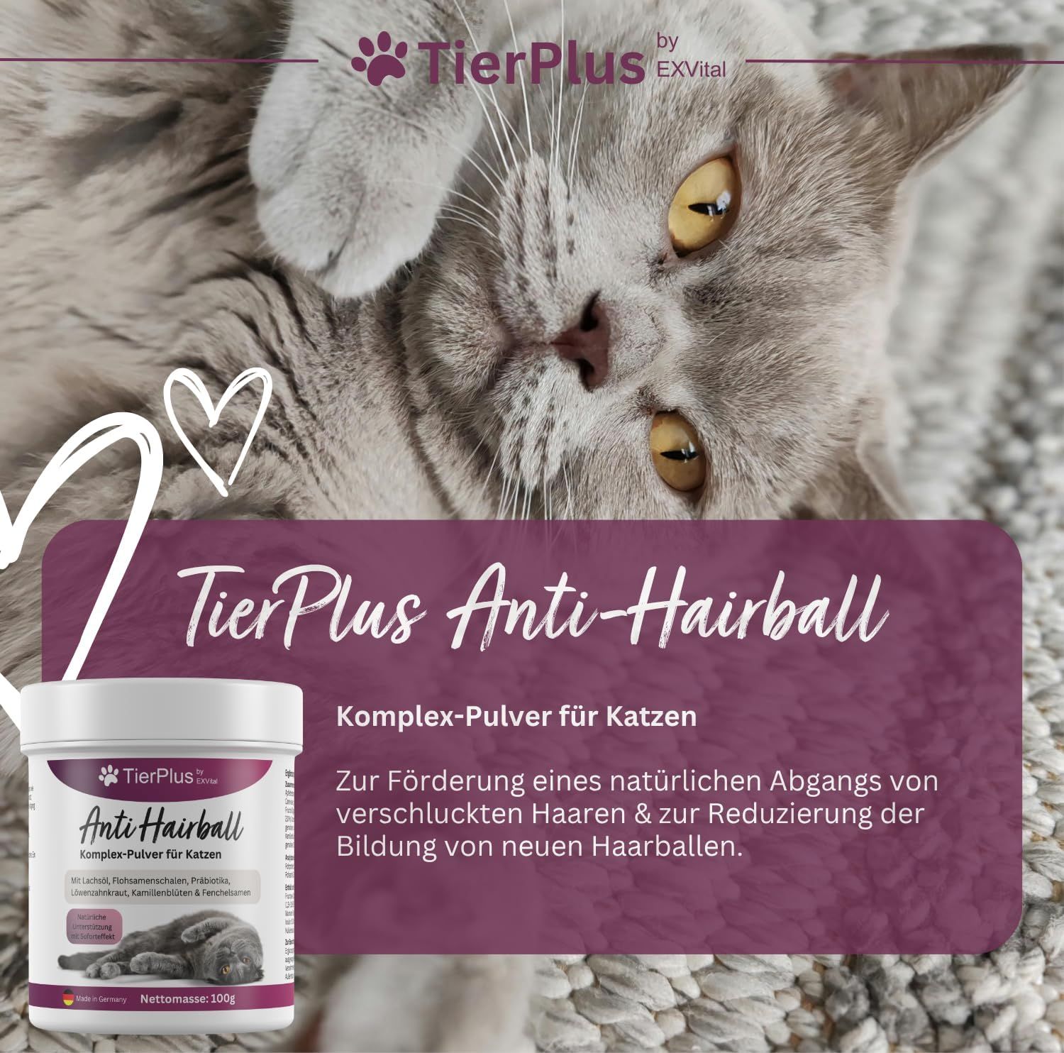 EXVital® Anti Hairball Komplex Pulver für Katzen