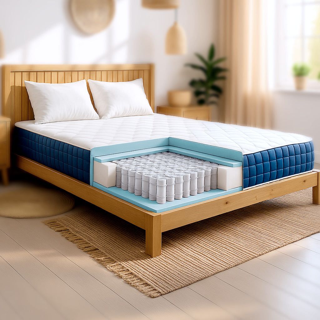 The White Stone Matratze 90x190 cm, Höhe 30 cm, mit Taschenfedern und Memory Foam