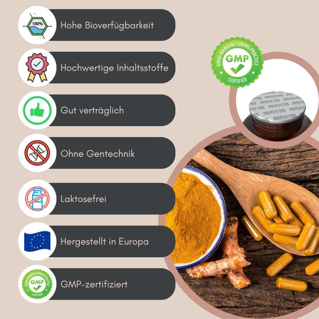 Illustration mit Symbolen und Text: Hohe Bioverfügbarkeit, hochwertige Inhaltsstoffe, gut verträglich, ohne Gentechnik, laktosefrei.