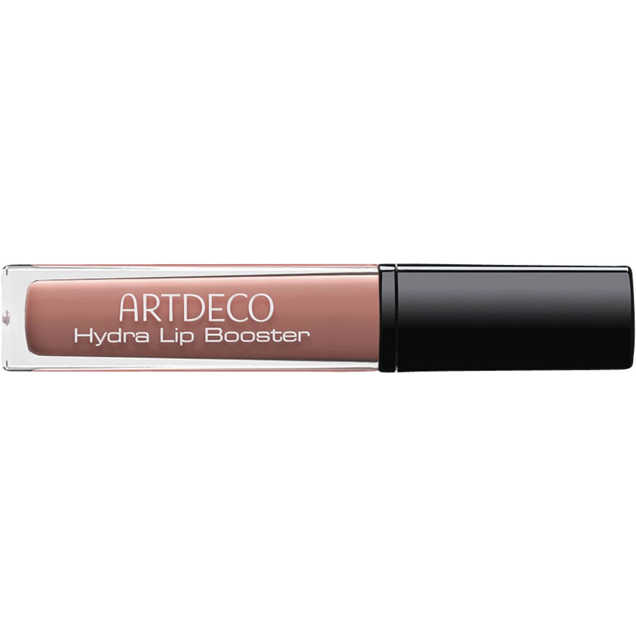 Artdeco Hydra Lip Booster. Horizontal, transparente Tube mit schwarzem Deckel.