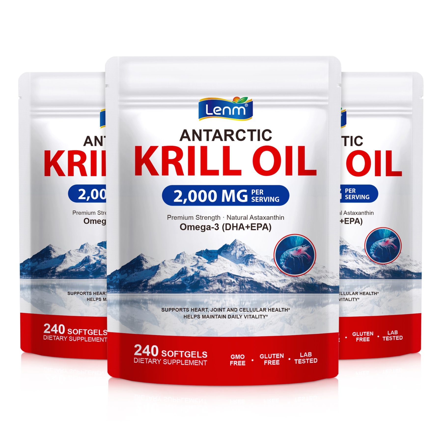 P-beauty Omega 3 Krillöl 2000mg EPA DHA Astaxanthin Phospholipide Hochdosiert Softkapseln