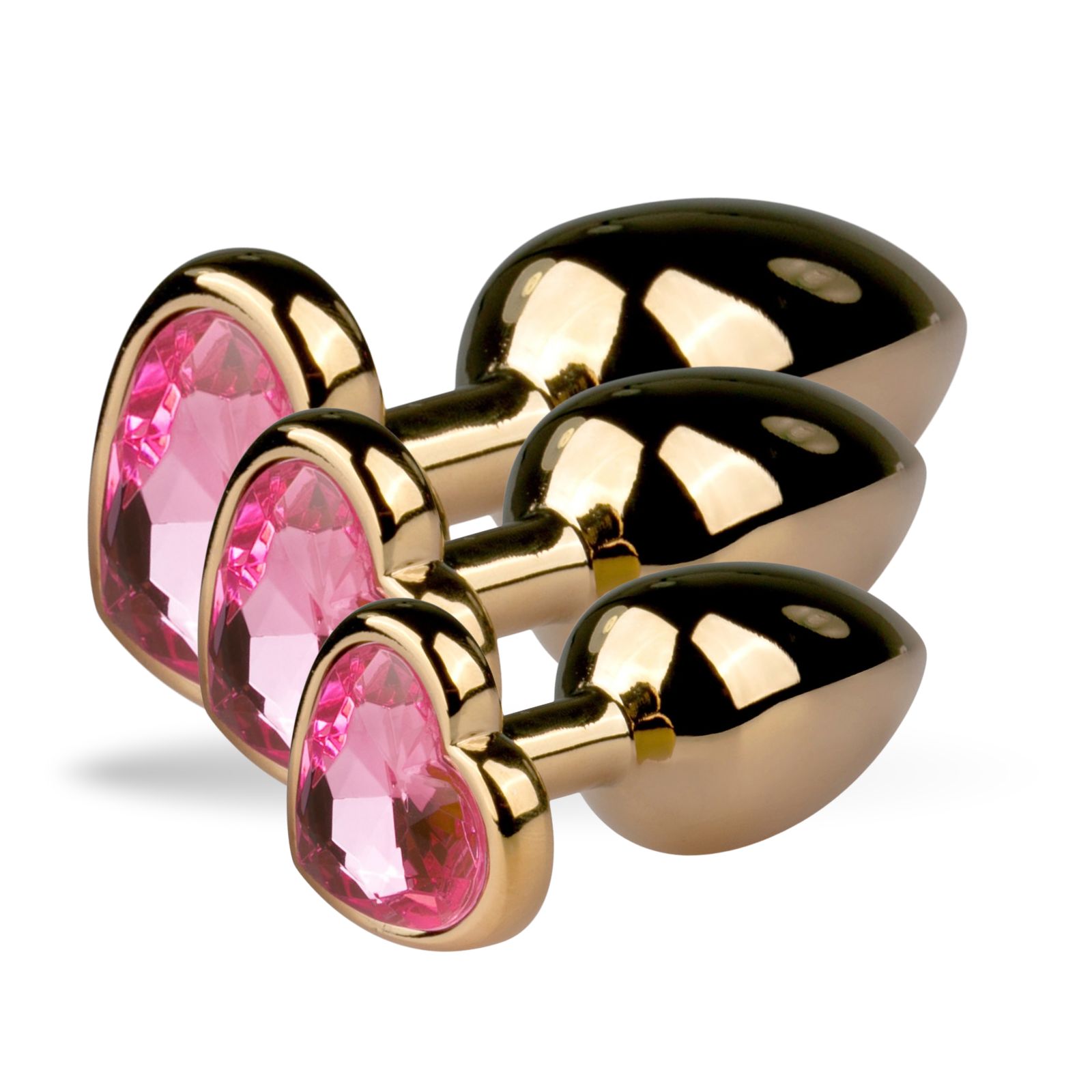 Analplug aus Metall Gold mit Herz Zierstein - SET - Easytoys
