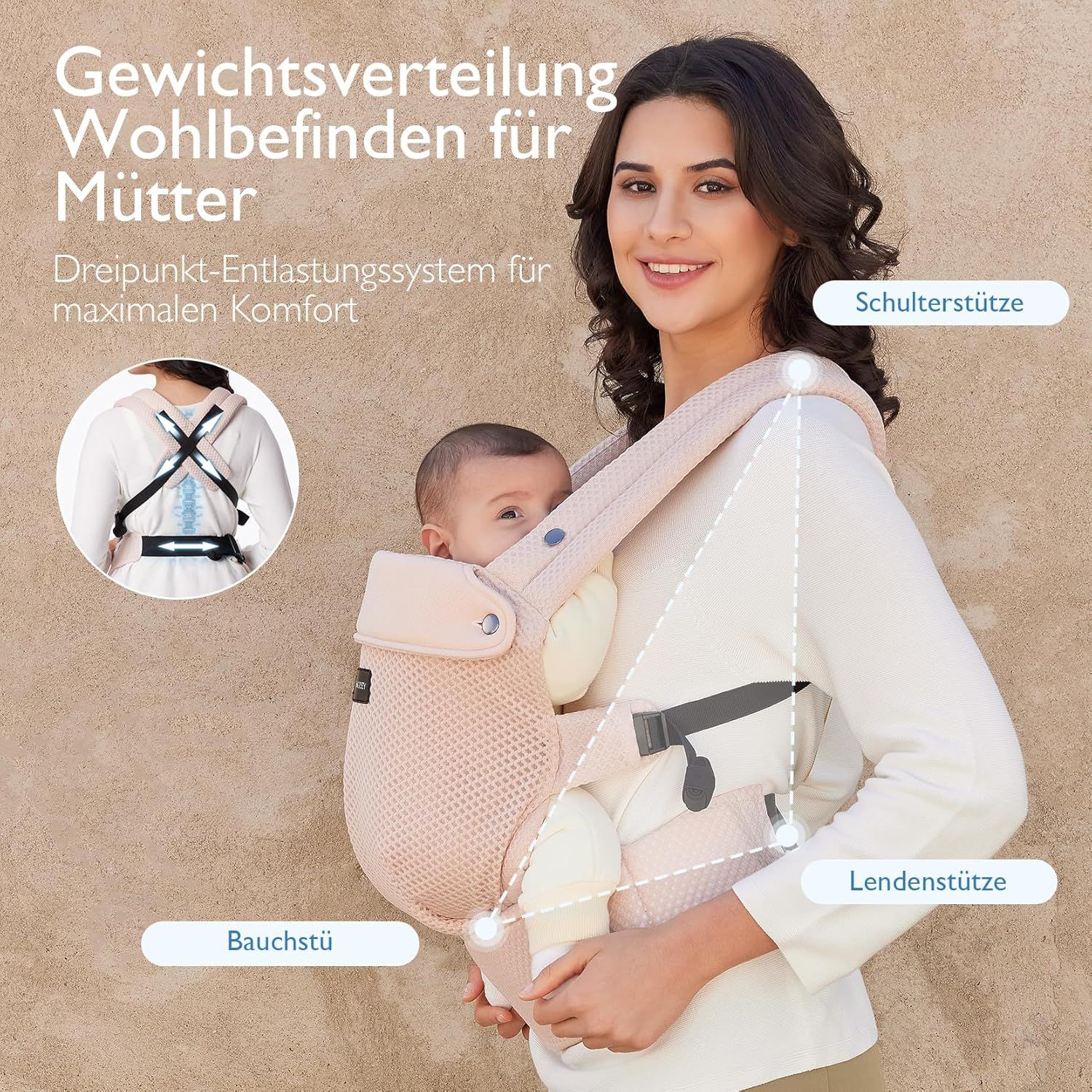 Momcozy Baby Trage - Leichte & Atmungsaktive Rosa