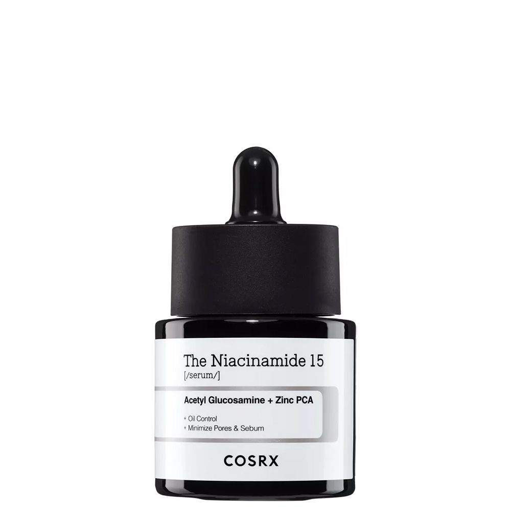 COSRX Niacinamide 15 Serum Flasche mit Pipettendeckel.