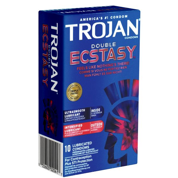 Trojan *Double Ecstasy* Spezialformkondome aus den USA - ohne Reservoir und doppelt befeuchtet
