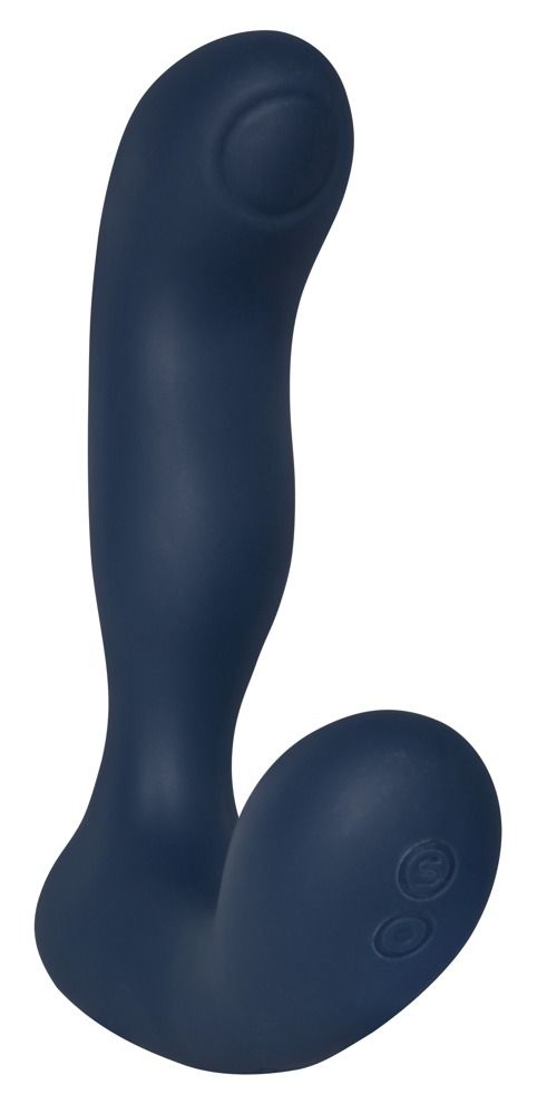 Dunkelblauer Analvibrator mit zwei Bedienelementen.