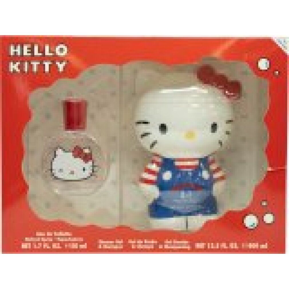 Hello Kitty Geschenkset in roter Verpackung mit Eau de Toilette und Duschgel & Shampoo.