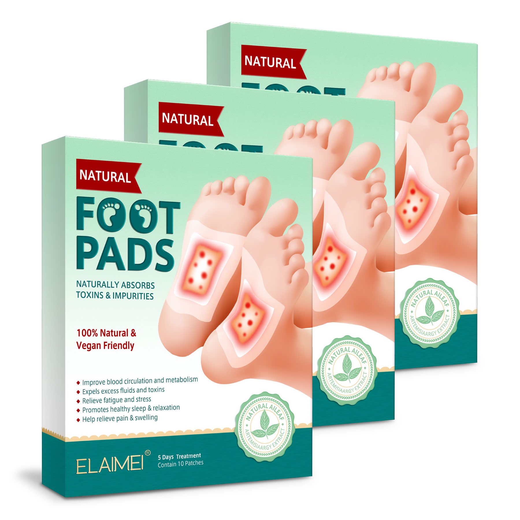 ALIVER Fußmaske Detox Pflaster mit Bambusessig für Fußpflege