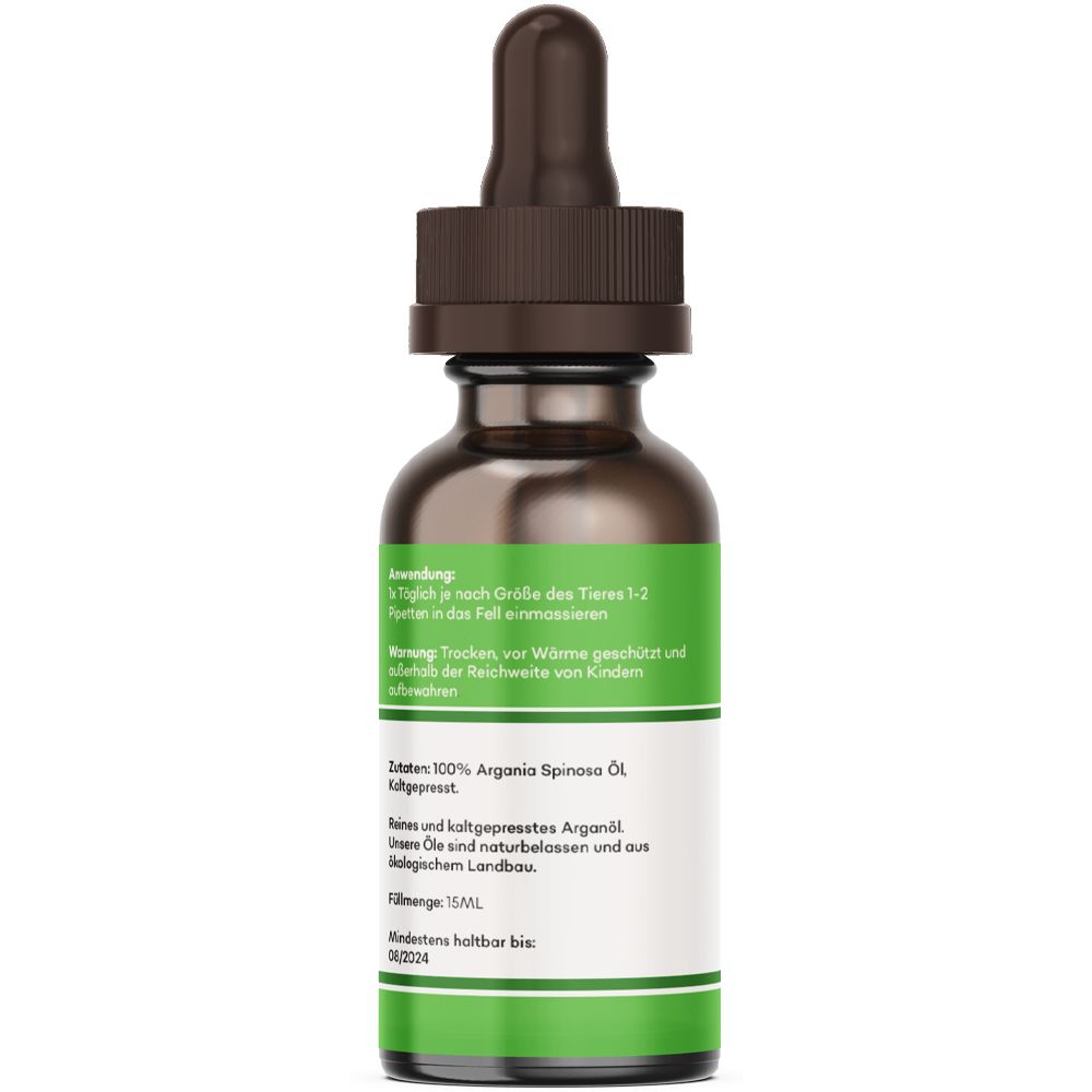 Rückseite einer braunen Glasflasche mit Tropfer. Etikett mit Inhaltsstoffen und Haltbarkeitsdatum. Text in deutscher Sprache.