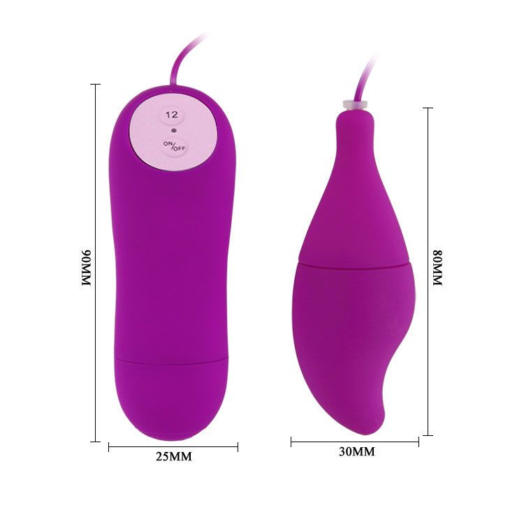 Lila Vibrator mit Schnur. Die Form ist tropfenförmig und ergonomisch geschwungen.