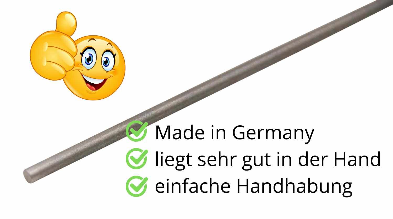 Schärfstab. Text: Made in Germany, liegt sehr gut in der Hand, einfache Handhabung.