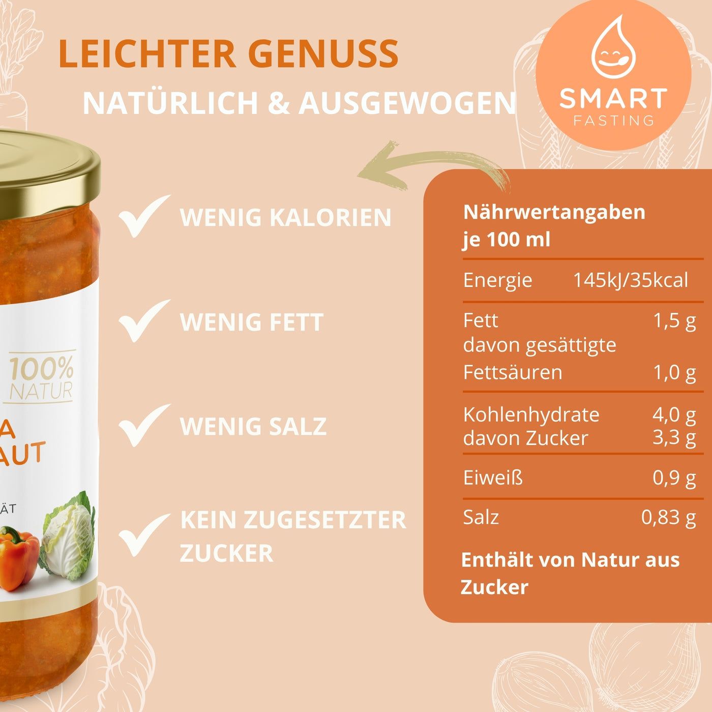 Smart Fasting® Paprika Weißkraut - natürlich fein, vegan, glutenfrei, salz- und kalorienarm