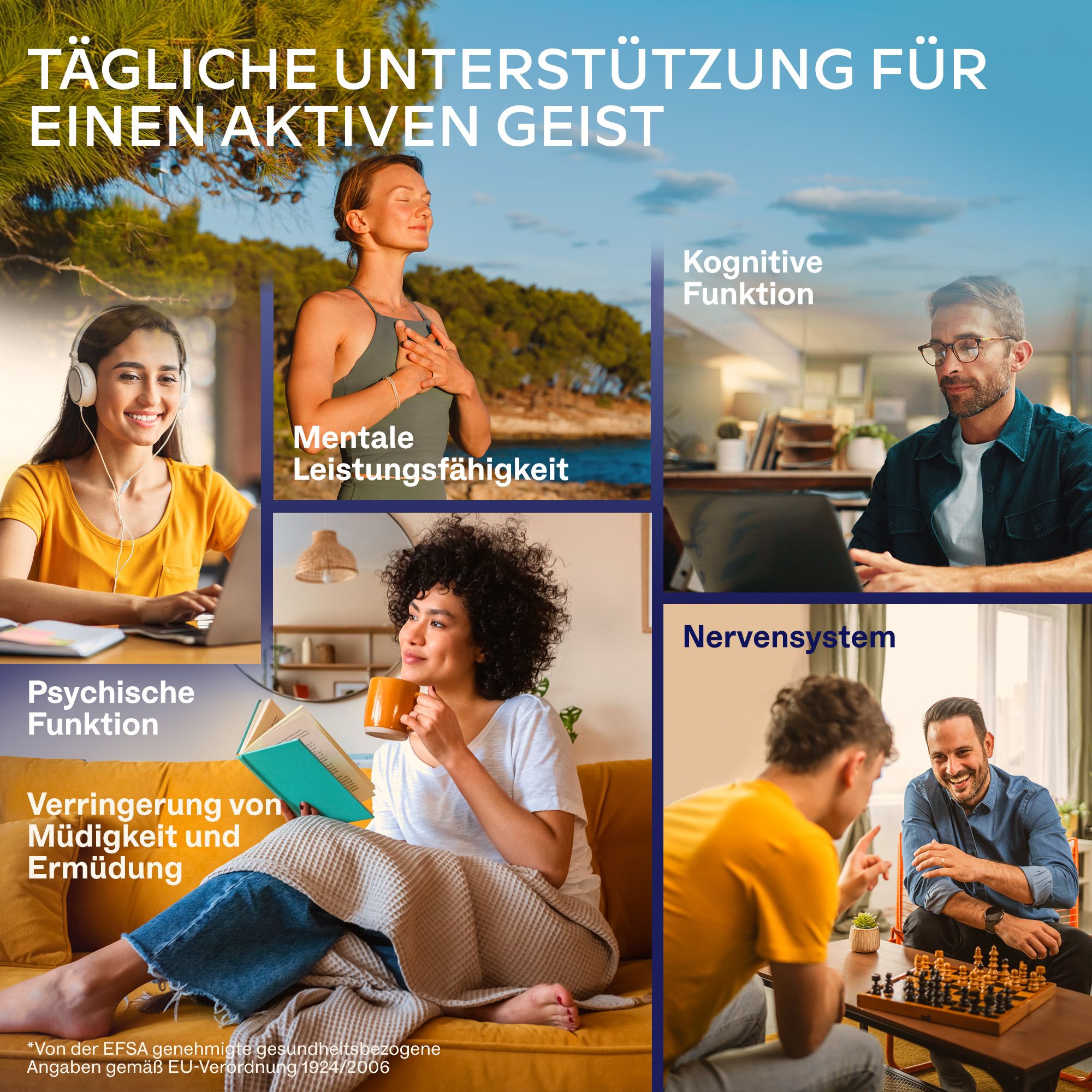 Menschen mit Aavalabs Magnesium L-Threonat für aktiven Geist.