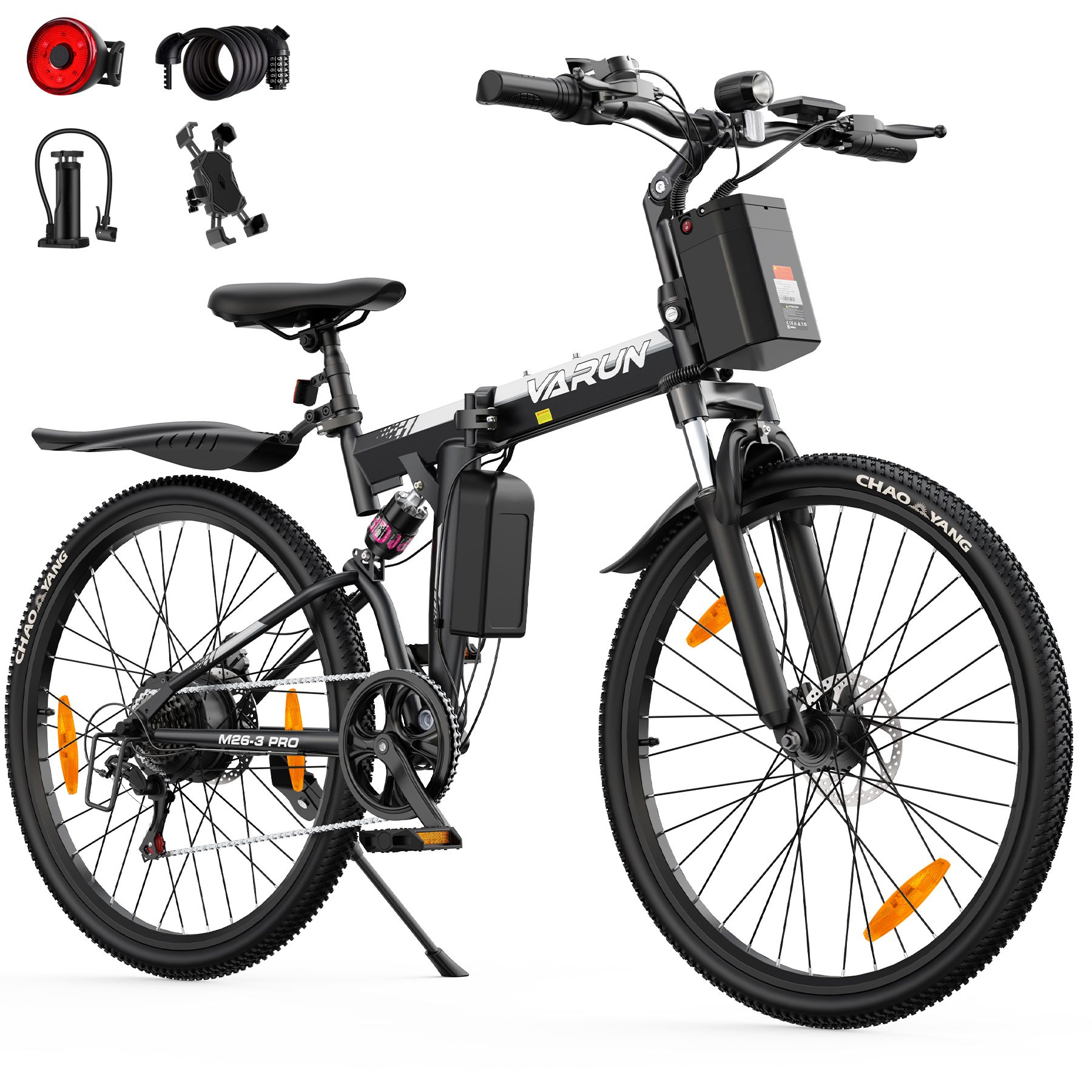 VARUN M26-3 PRO Faltbares E-Bike, 48V 7,8Ah Akku, Vollfederung