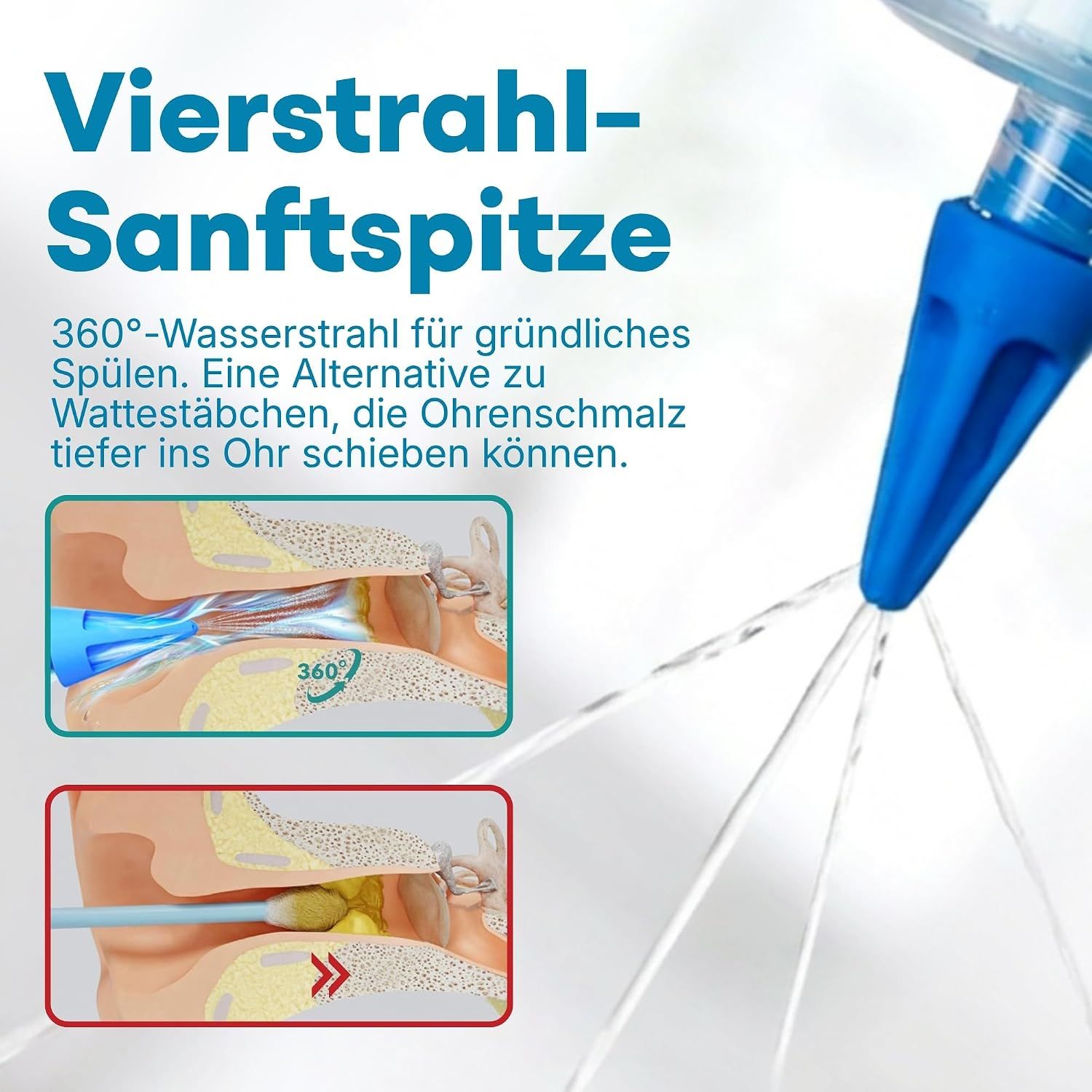 Ohr-Trockner mit rotem Licht, der warme Luft zur natürlichen Trocknung der Ohren verwendet.