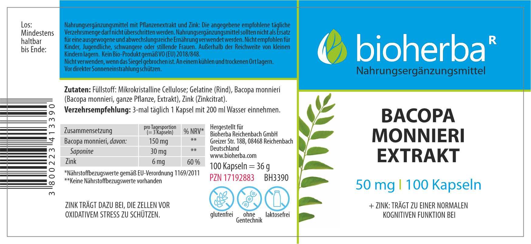 Bioherba Bacopa Monnieri Extrakt Kapseln