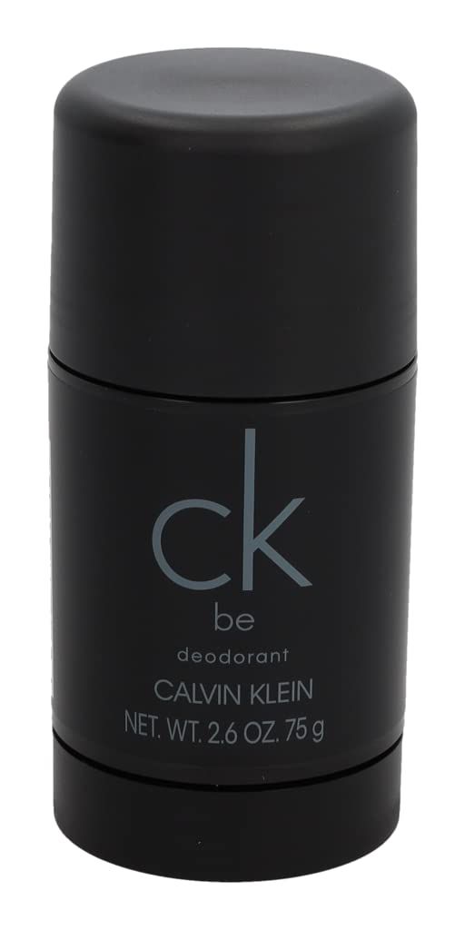 Schwarzer Deostick mit Deckel. Aufschrift: ck be deodorant Calvin Klein. Nettogewicht 2,6 OZ. 75 g.
