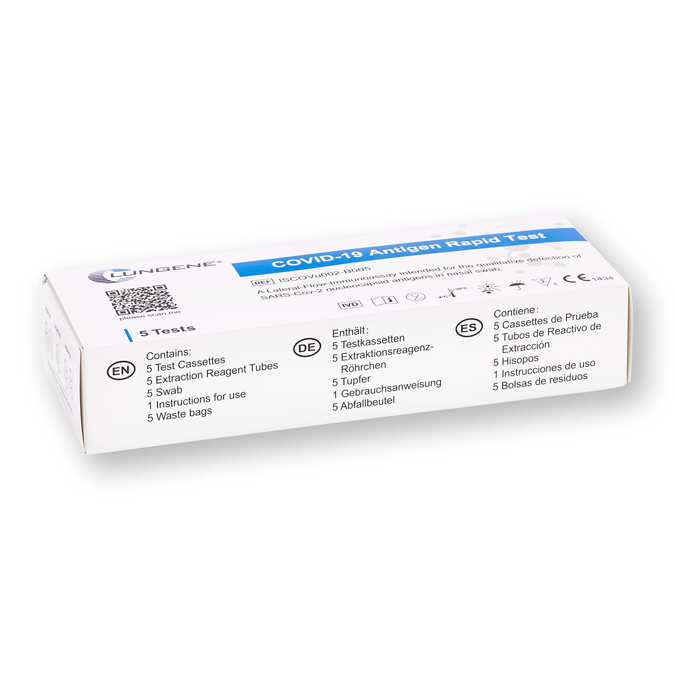 Clungene® LAIEN Antigen Test - COVID-19 Schnelltest (Nasal Swab) - CE 1434 (5 Stück)