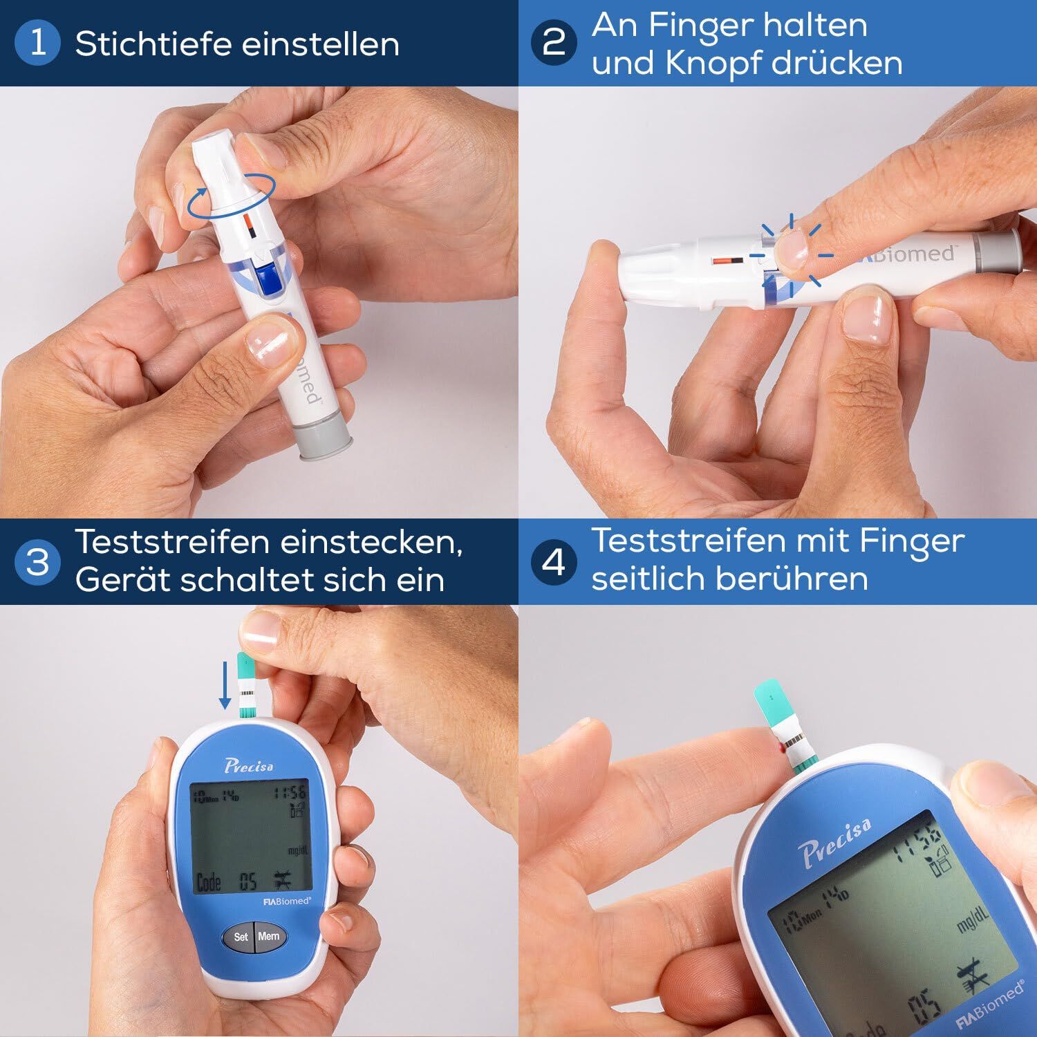 FIA Biomed Precisa Blutzuckermessgerät Set